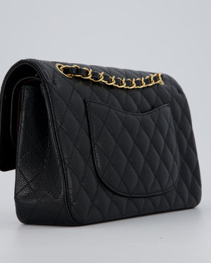 Chanel Black Classic Medium Double Flap Bag in Caviar Leather with Gold Hardware