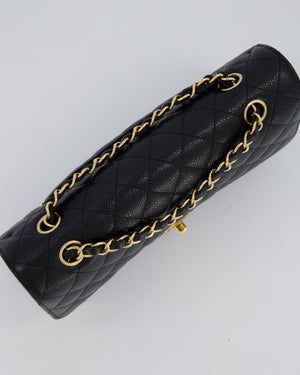 Chanel Black Classic Medium Double Flap Bag in Caviar Leather with Gold Hardware