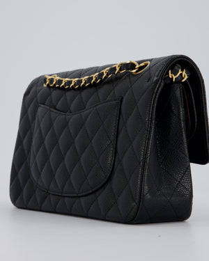 Chanel Black Classic Medium Double Flap Bag in Caviar Leather with Gold Hardware