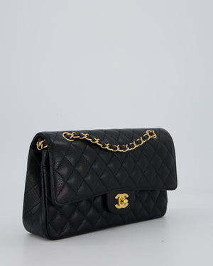 Chanel Black Classic Medium Double Flap Bag in Caviar Leather with Gold Hardware