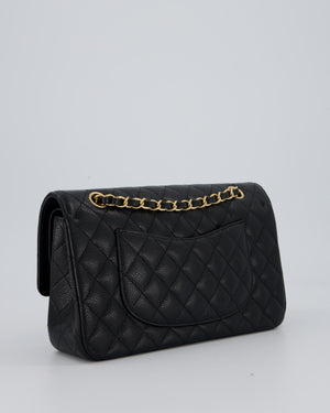 Chanel Black Classic Medium Double Flap Bag in Caviar Leather with Gold Hardware