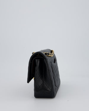 Chanel Black Classic Medium Double Flap Bag in Caviar Leather with Gold Hardware