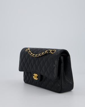 Chanel Black Classic Medium Double Flap Bag in Caviar Leather with Gold Hardware