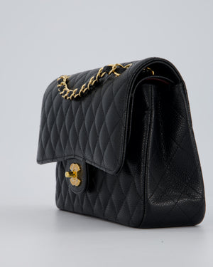 Chanel Black Classic Medium Double Flap Bag in Caviar Leather with Gold Hardware