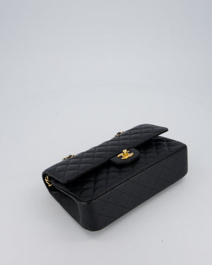 Chanel Black Classic Medium Double Flap Bag in Caviar Leather with Gold Hardware