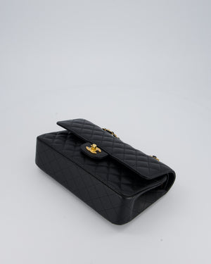 Chanel Black Classic Medium Double Flap Bag in Caviar Leather with Gold Hardware
