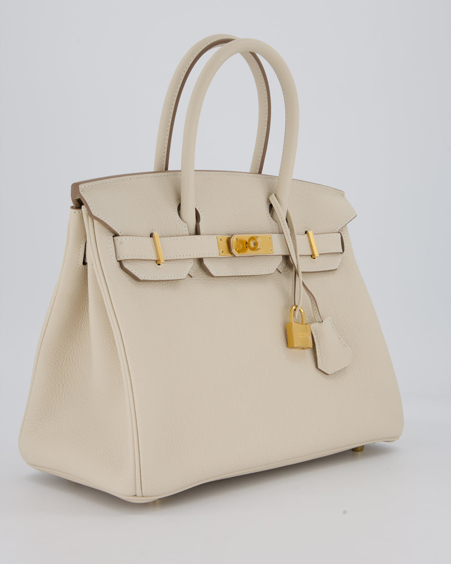 Hermès Birkin 30 Retourne Bag in Craie Togo Leather with Gold Hardware