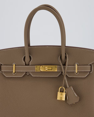 Hermès Birkin 30 Retourne Bag in Etoupe Veau Togo Leather with Gold Hardware