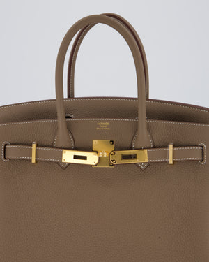 Hermès Birkin 30 Retourne Bag in Etoupe Veau Togo Leather with Gold Hardware
