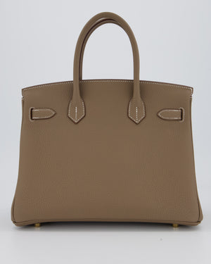 Hermès Birkin 30 Retourne Bag in Etoupe Veau Togo Leather with Gold Hardware
