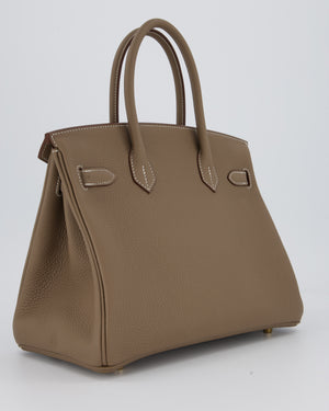 Hermès Birkin 30 Retourne Bag in Etoupe Veau Togo Leather with Gold Hardware