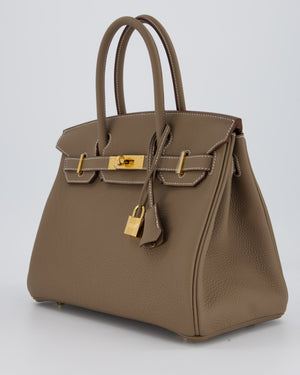 Hermès Birkin 30 Retourne Bag in Etoupe Veau Togo Leather with Gold Hardware