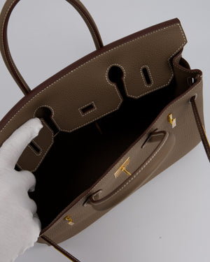 Hermès Birkin 30 Retourne Bag in Etoupe Veau Togo Leather with Gold Hardware