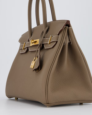Hermès Birkin 30 Retourne Bag in Etoupe Veau Togo Leather with Gold Hardware