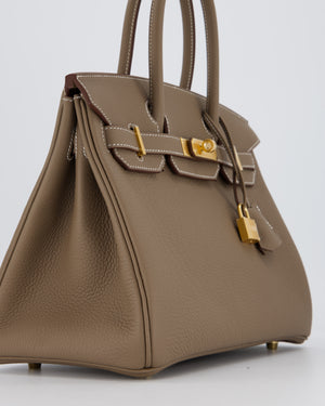 Hermès Birkin 30 Retourne Bag in Etoupe Veau Togo Leather with Gold Hardware