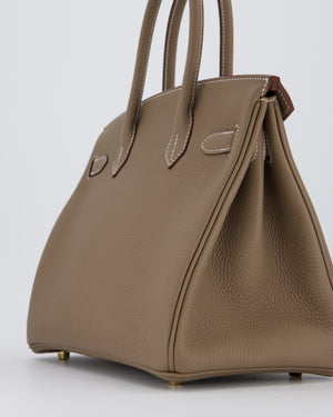 Hermès Birkin 30 Retourne Bag in Etoupe Veau Togo Leather with Gold Hardware