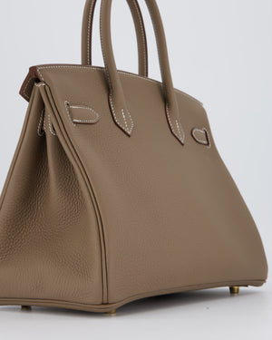 Hermès Birkin 30 Retourne Bag in Etoupe Veau Togo Leather with Gold Hardware