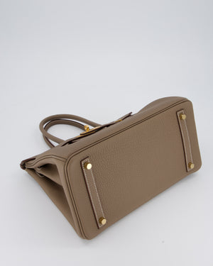 Hermès Birkin 30 Retourne Bag in Etoupe Veau Togo Leather with Gold Hardware