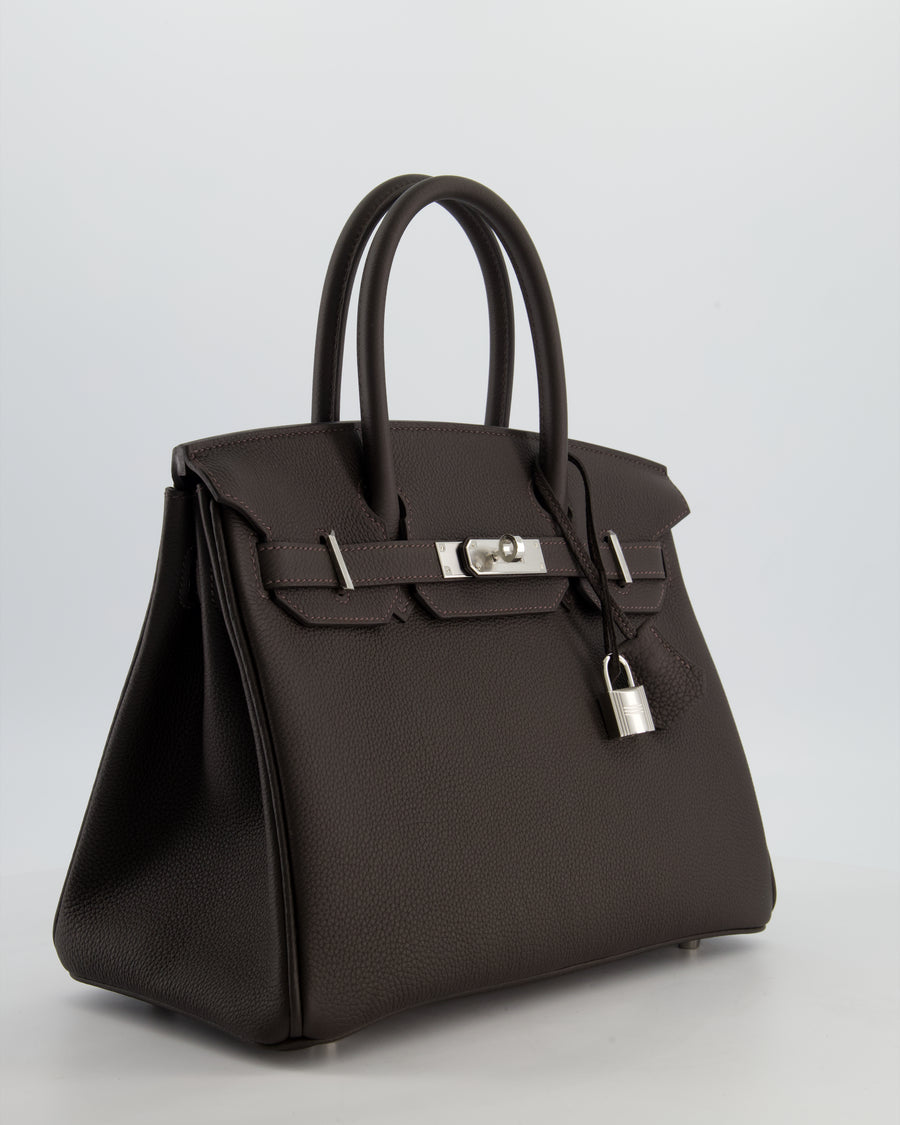 Hermès Birkin 30 Retourne Bag in Bai Brun Togo Leather with Palladium Hardware