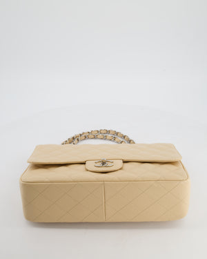 Chanel Beige Jumbo Classic Single Flap Bag in Caviar Leather with Silver Hardware