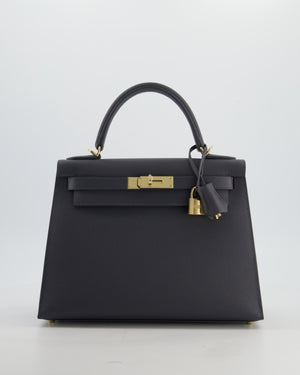 *RARE* Hermès Kelly 28 Sellier Bag in Ardoise Epsom Leather with Permabrass Hardware