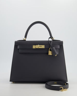 *RARE* Hermès Kelly 28 Sellier Bag in Ardoise Epsom Leather with Permabrass Hardware