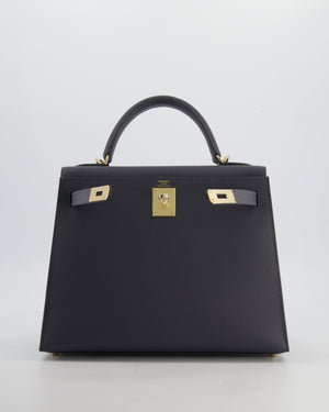 *RARE* Hermès Kelly 28 Sellier Bag in Ardoise Epsom Leather with Permabrass Hardware
