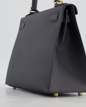 *RARE* Hermès Kelly 28 Sellier Bag in Ardoise Epsom Leather with Permabrass Hardware