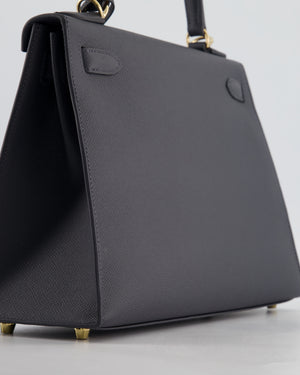 *RARE* Hermès Kelly 28 Sellier Bag in Ardoise Epsom Leather with Permabrass Hardware