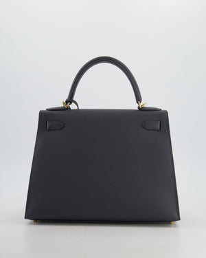 *RARE* Hermès Kelly 28 Sellier Bag in Ardoise Epsom Leather with Permabrass Hardware