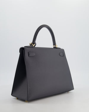 *RARE* Hermès Kelly 28 Sellier Bag in Ardoise Epsom Leather with Permabrass Hardware