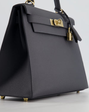 *RARE* Hermès Kelly 28 Sellier Bag in Ardoise Epsom Leather with Permabrass Hardware