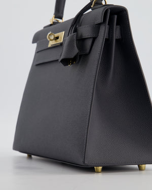 *RARE* Hermès Kelly 28 Sellier Bag in Ardoise Epsom Leather with Permabrass Hardware