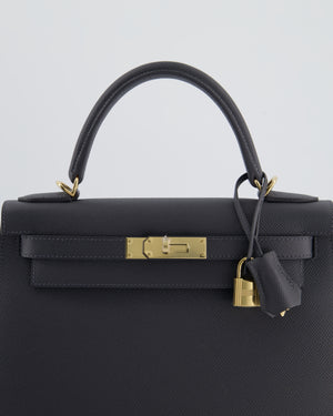 *RARE* Hermès Kelly 28 Sellier Bag in Ardoise Epsom Leather with Permabrass Hardware