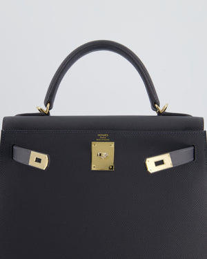 *RARE* Hermès Kelly 28 Sellier Bag in Ardoise Epsom Leather with Permabrass Hardware