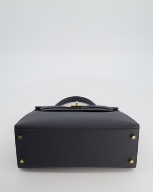 *RARE* Hermès Kelly 28 Sellier Bag in Ardoise Epsom Leather with Permabrass Hardware