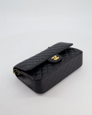 Chanel Medium Black Stitched Edge Classic Double Flap Bag in Caviar Leather with Gold Hardware