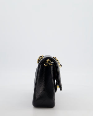 Chanel Medium Black Stitched Edge Classic Double Flap Bag in Caviar Leather with Gold Hardware