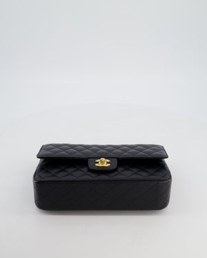 Chanel Medium Black Stitched Edge Classic Double Flap Bag in Caviar Leather with Gold Hardware