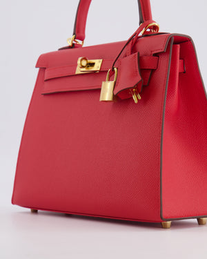 Hermès Kelly 25 Sellier Bag in Rouge Radieux Epsom Leather with Gold Hardware