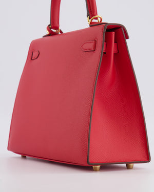 Hermès Kelly 25 Sellier Bag in Rouge Radieux Epsom Leather with Gold Hardware