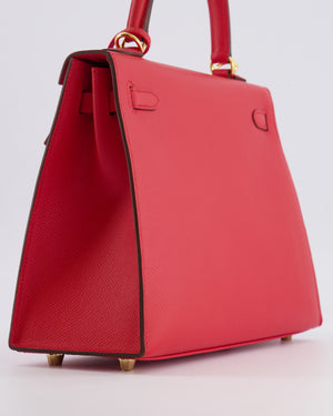 Hermès Kelly 25 Sellier Bag in Rouge Radieux Epsom Leather with Gold Hardware