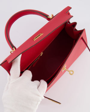 Hermès Kelly 25 Sellier Bag in Rouge Radieux Epsom Leather with Gold Hardware