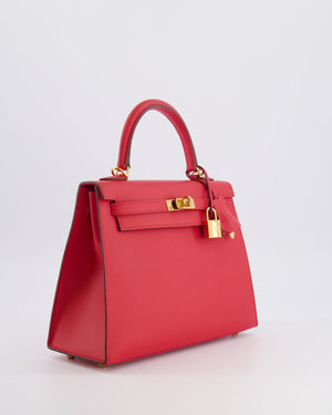 Hermès Kelly 25 Sellier Bag in Rouge Radieux Epsom Leather with Gold Hardware