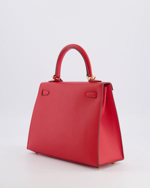 Hermès Kelly 25 Sellier Bag in Rouge Radieux Epsom Leather with Gold Hardware