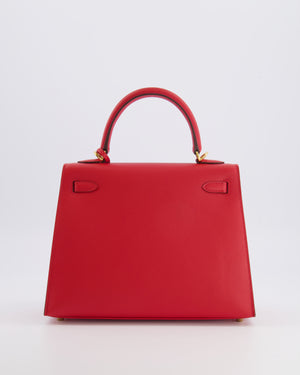 Hermès Kelly 25 Sellier Bag in Rouge Radieux Epsom Leather with Gold Hardware