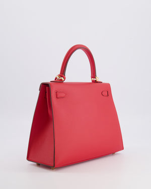 Hermès Kelly 25 Sellier Bag in Rouge Radieux Epsom Leather with Gold Hardware