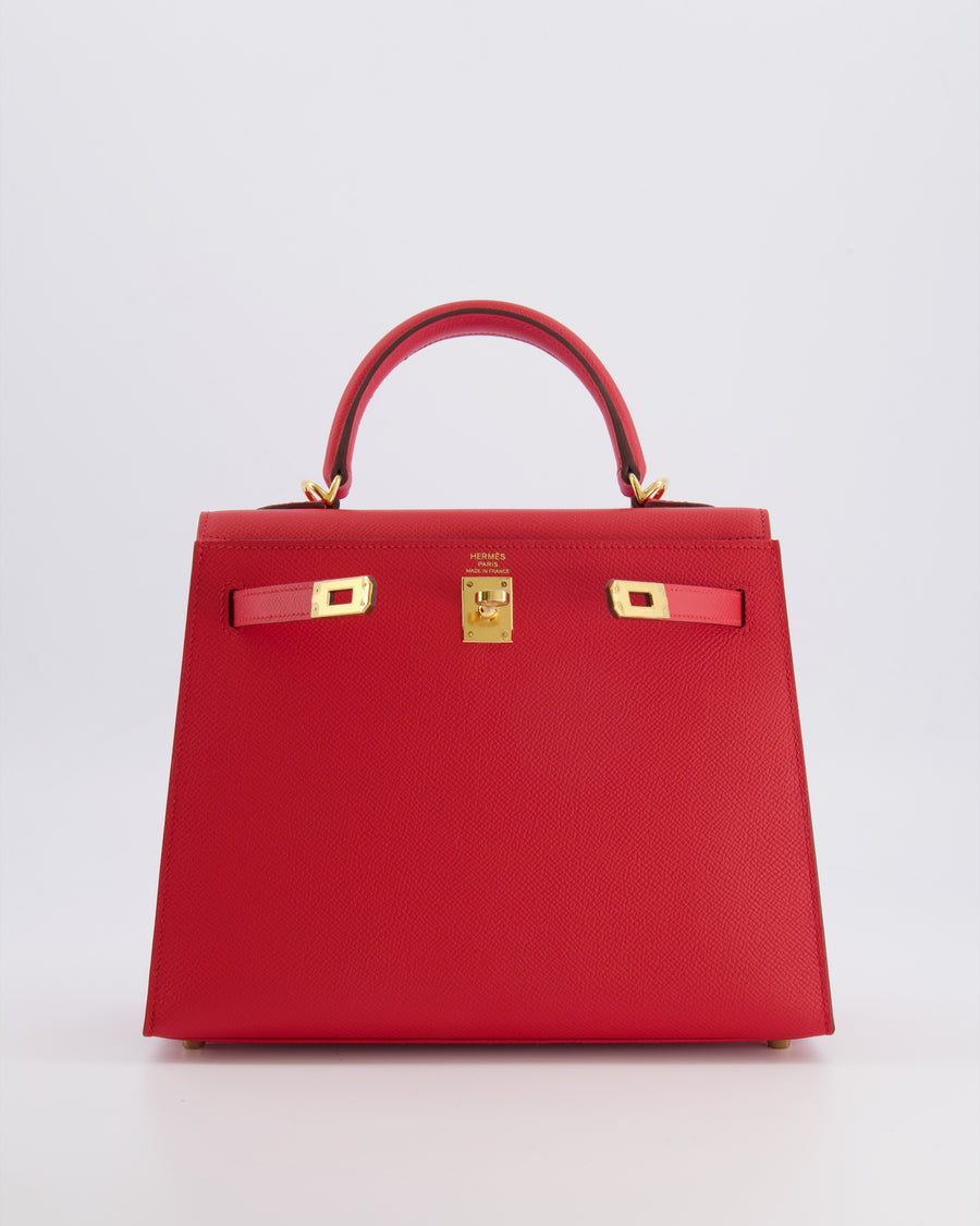 Hermès Kelly 25 Sellier Bag in Rouge Radieux Epsom Leather with Gold Hardware