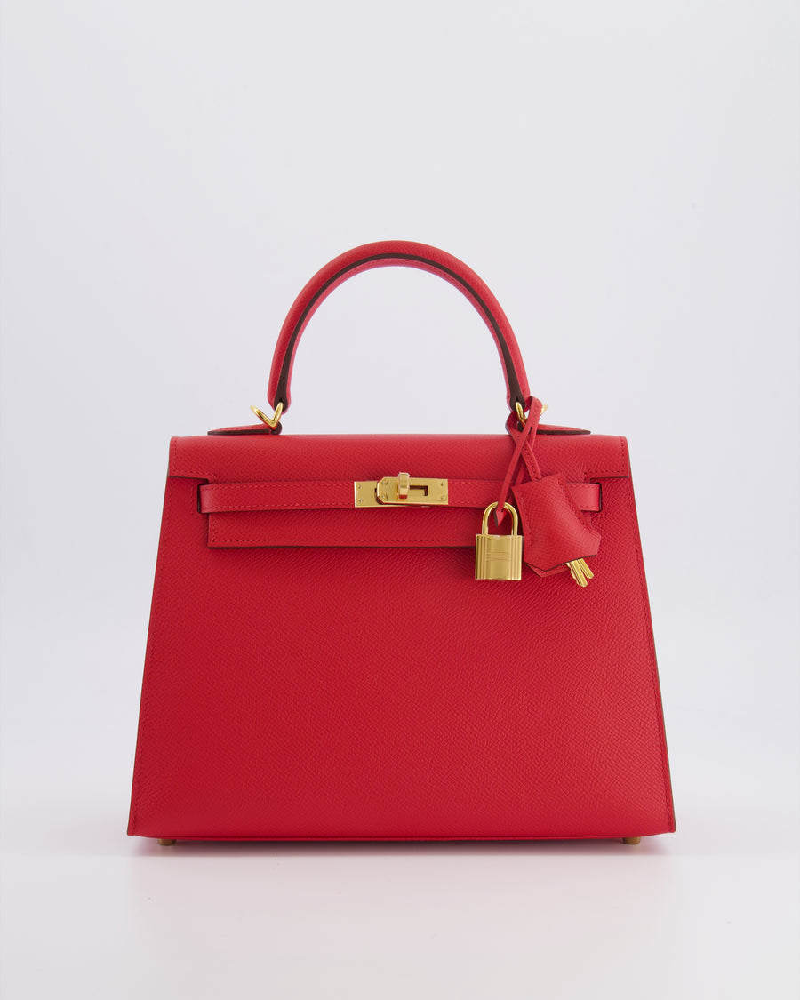 Hermès Kelly 25 Sellier Bag in Rouge Radieux Epsom Leather with Gold Hardware