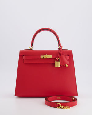 Hermès Kelly 25 Sellier Bag in Rouge Radieux Epsom Leather with Gold Hardware